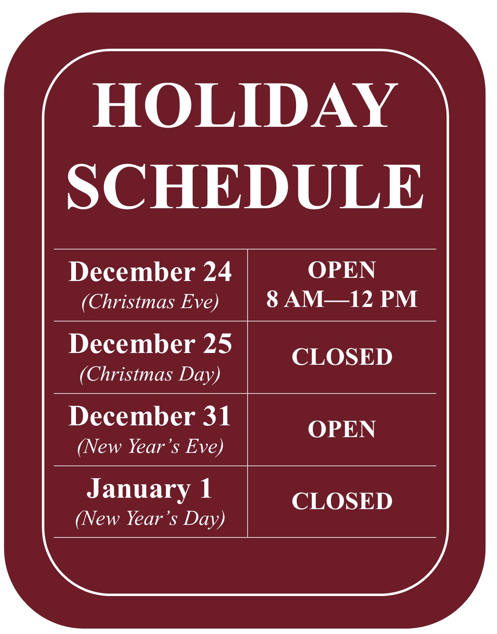 Holiday Closure