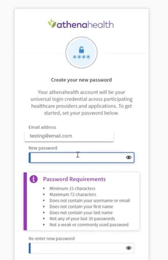 Athena Create New Password