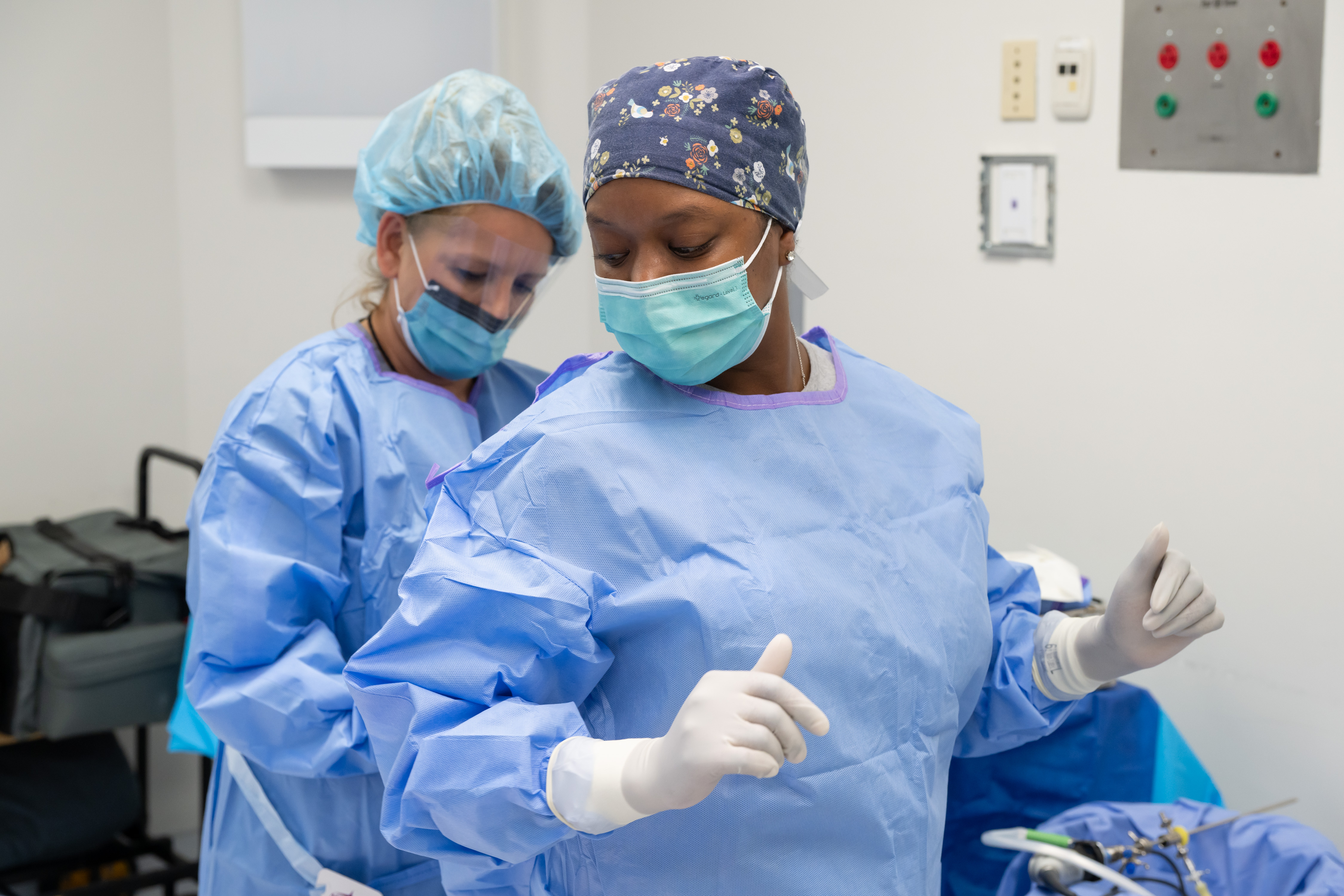 Providers preparing for surgery