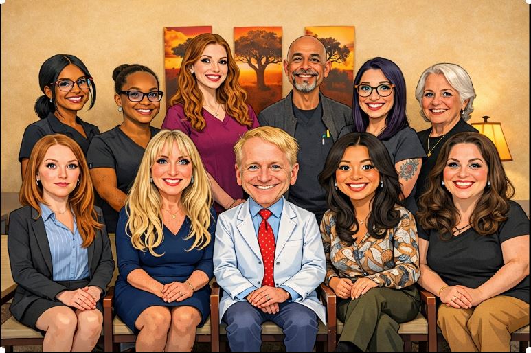 A group photo of the staff members at Fredericksburg Primary Care