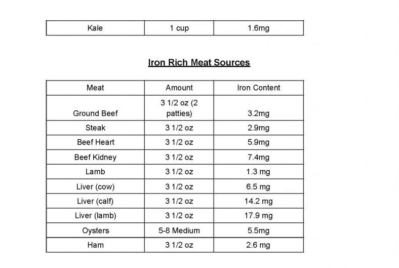 Iron rich food list