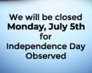 Office Closed July 5th 2021