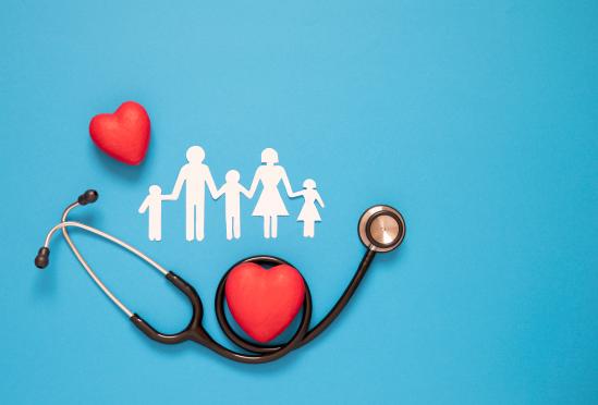 A heart and stethoscope graphic