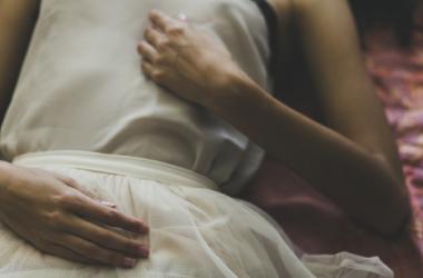Crop woman white dress resting