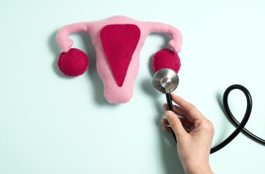 Top view hand holding stethoscope