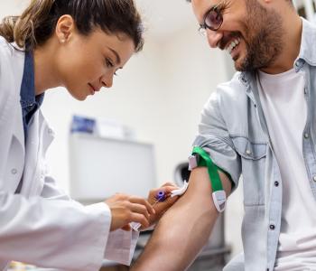 A patient having his blood drawn for testing