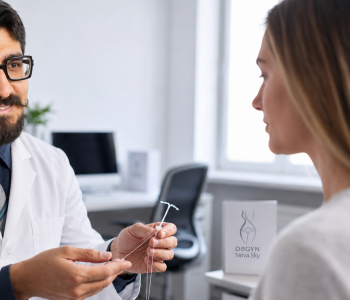A physician explaining how the IUD contraception functions