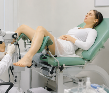 A patient and physician during an exam